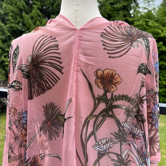 Boho Pink Chiffon Kimono - Picture 5 of 10